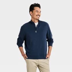 Men's Comfort Wear 1/4 Zip Sweatshirt - Goodfellow & Co™ Blue L