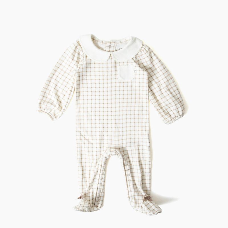slide 1 of 4, Picolette by Olivia Culpo Baby Girls' collared Long Sleeve Sleep N Play - Beige 0-3M, 1 ct