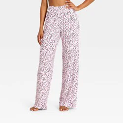 Women's Knit Wide Leg Pajama Pants - Wild Fable™ Cream M