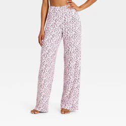 Women's Knit Wide Leg Pajama Pants - Wild Fable™ Cream M