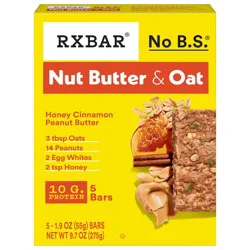 RXBAR Nut Butter and Oat Protein Bars, Protein Snacks, Snack Bars, Honey Cinnamon Peanut Butter, 9.7oz Box, 5 Bars