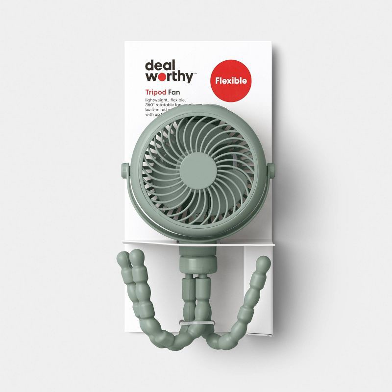slide 1 of 3, Tripod Flexible Portable Fan Green - Dealworthy™, 1 ct