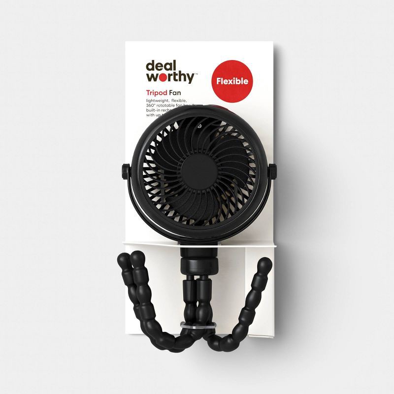 slide 1 of 3, Tripod Flexible Portable Fan Black - Dealworthy™, 1 ct
