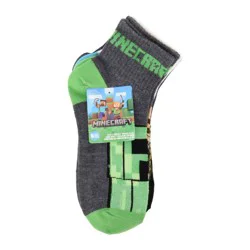 BB Minecraft 6pk Ankle Socks - Charcoal Gray XS/S