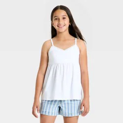 Girls' Knit Babydoll Tank - art class™ White XL