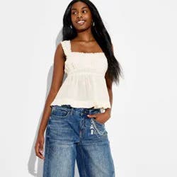 Women's Gauze Emma Tank Top - Wild Fable™ Cream S