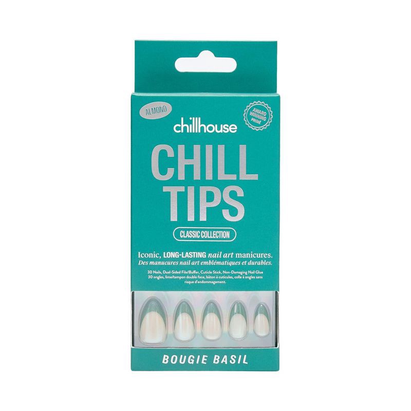 slide 1 of 7, Chillhouse Chill Tips Press-On Nail Set - Classics Collection - Bougie Basil - 24ct, 24 ct