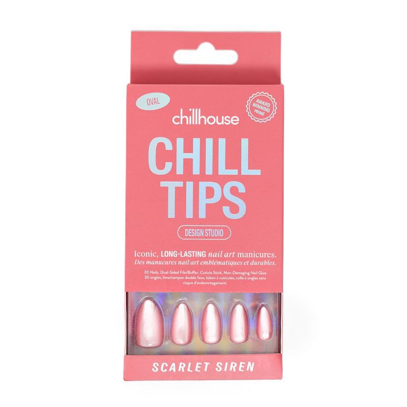 slide 1 of 7, Chillhouse Chill Tips Press-On Nail Set - Design Studio - Scarlet Siren - 24ct, 24 ct