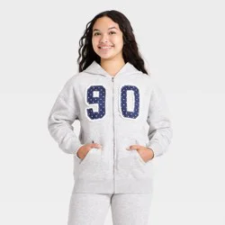 Girls' Oversized Fleece Zip Hoodie art class™ Heather Gray S