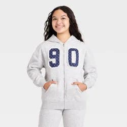 Girls' Oversized Fleece Zip Hoodie art class™ Heather Gray L
