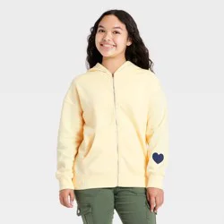 Girls' Oversized Fleece Zip Hoodie art class™ Yellow M