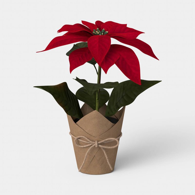 slide 1 of 4, Red Poinsettia Arrangement - Threshold™, 1 ct
