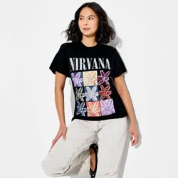Merch Traffic Women's Nirvana Short Sleeve Graphic T-Shirt - Black S