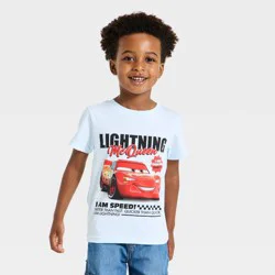 Toddler Boys' Cars Lightning McQueen Photoreal Short Sleeve T-Shirt - Blue 18M