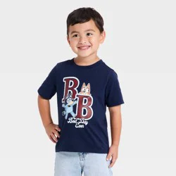 Toddler Boys' Bluey BB "Best Day Ever" Short Sleeve T-Shirt - Navy 18M