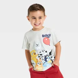 Toddler Boys' Bluey & Friends Balloon Short Sleeve T-Shirt - Heather Gray 4T