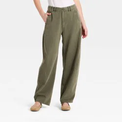 Women's High Rise Barrel Pant - Universal Thread™ Olive Green 2