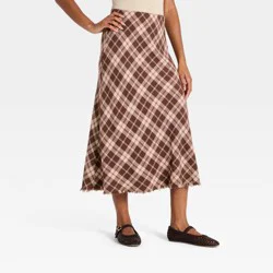 Women's Plaid Midi Skirt - Universal Thread™ Brown M