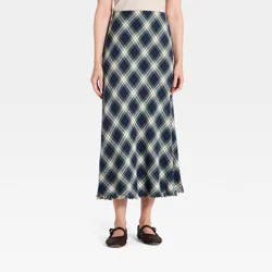 Women's Plaid Midi Skirt - Universal Thread™ Navy Blue M