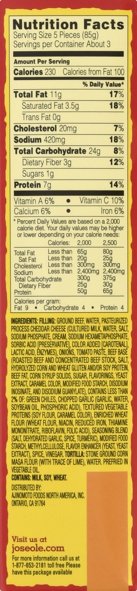 slide 14 of 14, José Olé Jose Ole Beef & Cheese Mini Taco, 9.6 oz