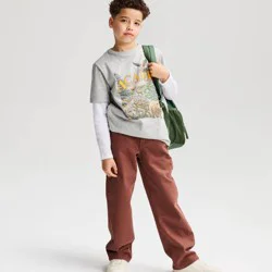 Boys' Short Sleeve 100% Cotton Acadia National Park Classic Fit Graphic T-Shirt- Cat & Jack™ Heathered Gray M