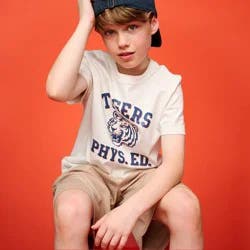 Boys' Short Sleeve 100% Cotton Tiger Classic Fit Graphic T-Shirt - Cat & Jack™ Cream S