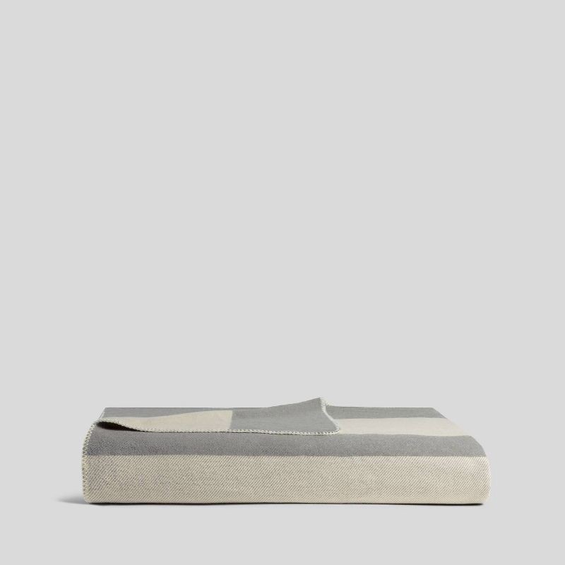 slide 1 of 6, Queen/King Border Stripe Cotton Bed Blanket Heathered Gray - Parachute for Target, 1 ct
