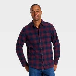 Men's Vintage Mid-Weight Long Sleeve Flannel Shirt - Goodfellow & Co™ Dark Blue XL