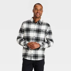 Men's Vintage Mid-Weight Long Sleeve Flannel Shirt - Goodfellow & Co™ Black L