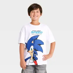 Boys' Sonic the Hedgehog Short Sleeve Front & Back Graphic T-Shirt - White S