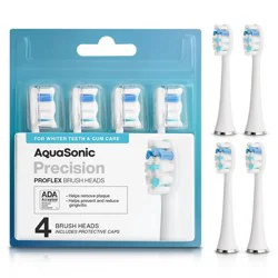 Aquasonic Precision ProFlex Electric Toothbrush Replacement Brush Heads - White - 4pk