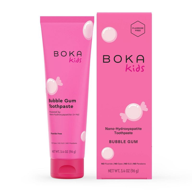 slide 1 of 9, Boka Kids' Fluoride-Free Nano Hydroxyapatite Toothpaste - Bubblegum - 3.4oz, 3.4 oz