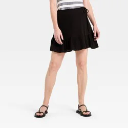 Women's Cotton Mini Wrap Skirt - Universal Threads™ Black S