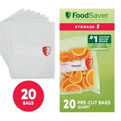 FoodSaver 20pk Storage Quart Pre-cut Bags