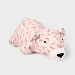 Pink Floral Bear Weighted Plush Throw Pillow - The Hollister Collection at Target