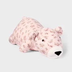 Pink Floral Bear Weighted Plush Throw Pillow - The Hollister Collection at Target