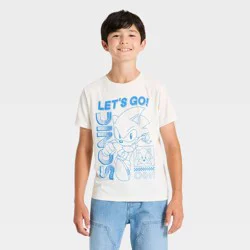 Boys' Sonic the Hedgehog Short Sleeve Graphic T-Shirt - Ivory M