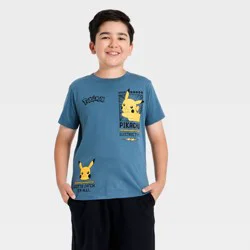 Boys' Pokemon Pikachu Short Sleeve Graphic T-Shirt - Blue M