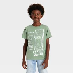 Boys' Minecraft Creeper Short Sleeve Graphic T-Shirt - Sage Green M