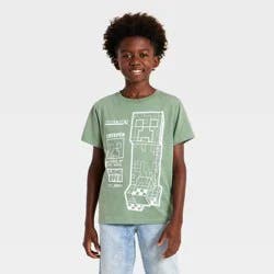 Boys' Minecraft Creeper Short Sleeve Graphic T-Shirt - Sage Green L
