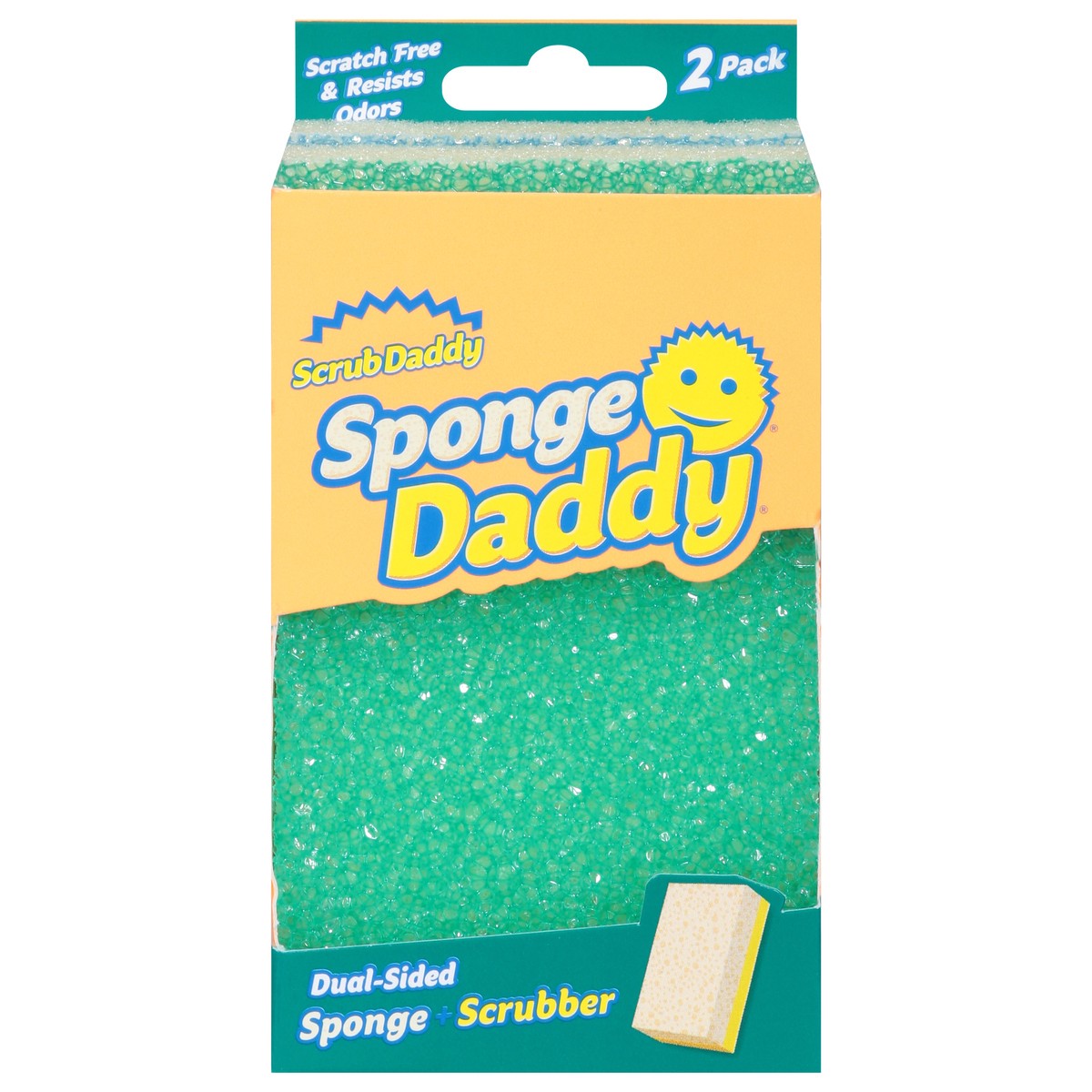 slide 1 of 11, Sponge Daddy Dual-Sided Sponge + Scrubber 2 ea, 1 ct