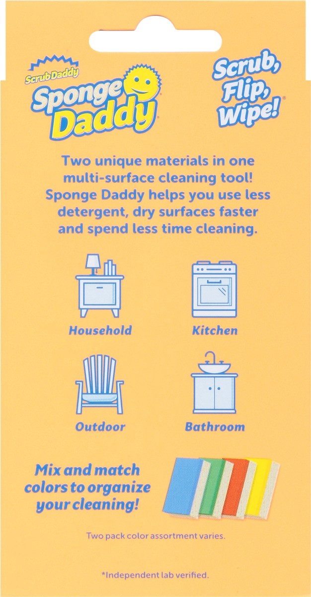 slide 11 of 11, Sponge Daddy Dual-Sided Sponge + Scrubber 2 ea, 1 ct