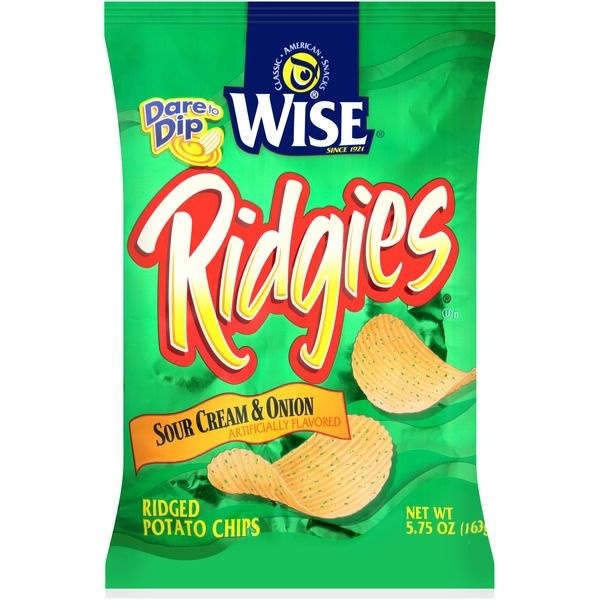 slide 1 of 1, Wise Ridgies Potato Chips, Sour Cream & Onion, 5.75 oz