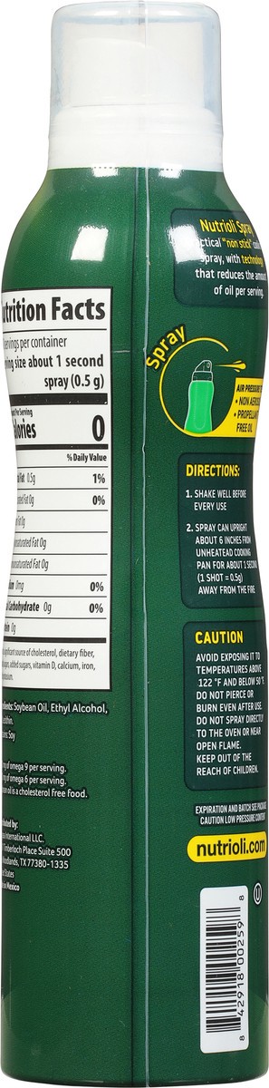 slide 8 of 13, Nutrioli Soybean Oil Cooking Spray 1 6 fl oz, 6 fl oz