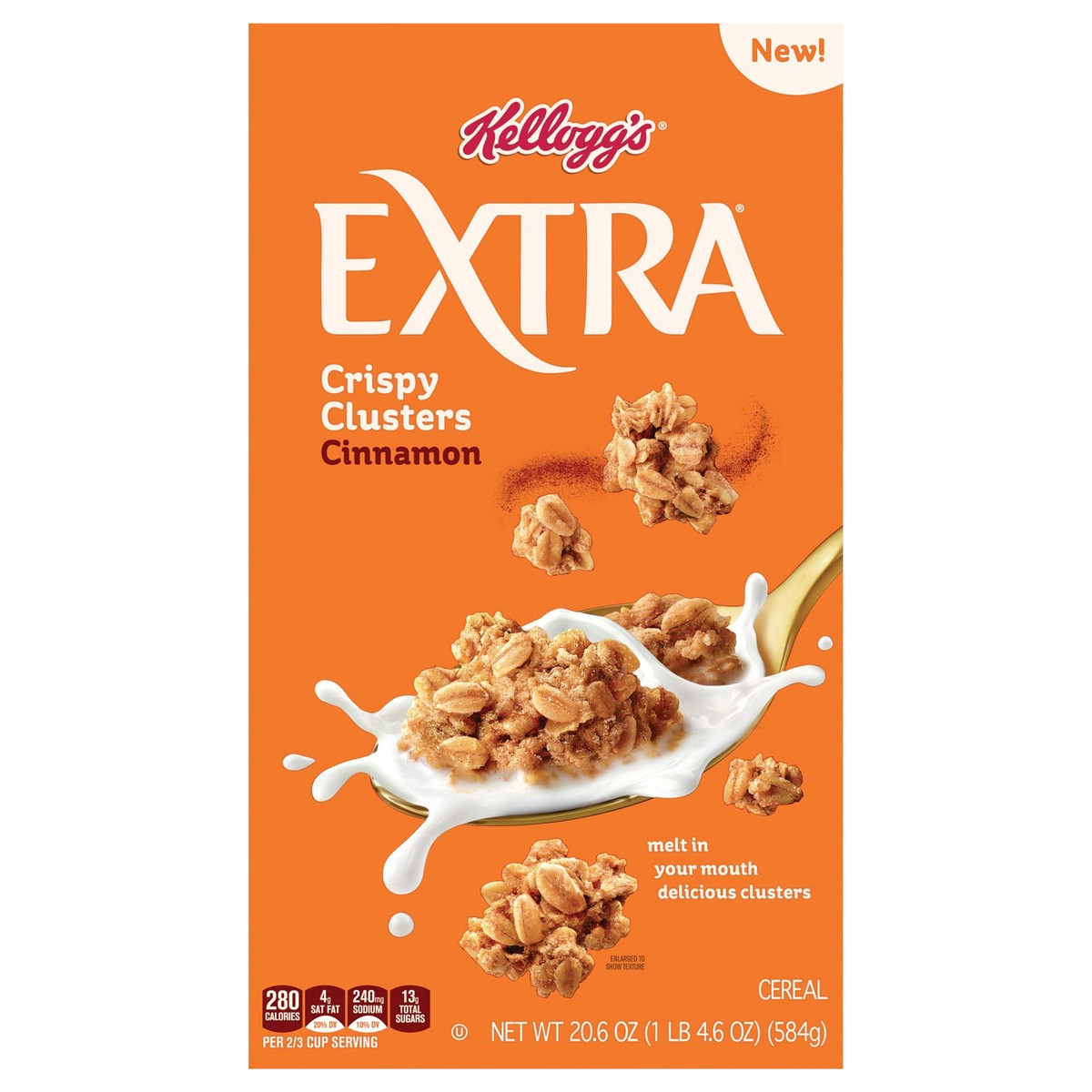 slide 13 of 14, Extra Kellogg's Extra Granola Cereal, Fiber Cereal, Family Breakfast, Cinnamon, 20.6oz Box, 1 Box, 20.6 oz