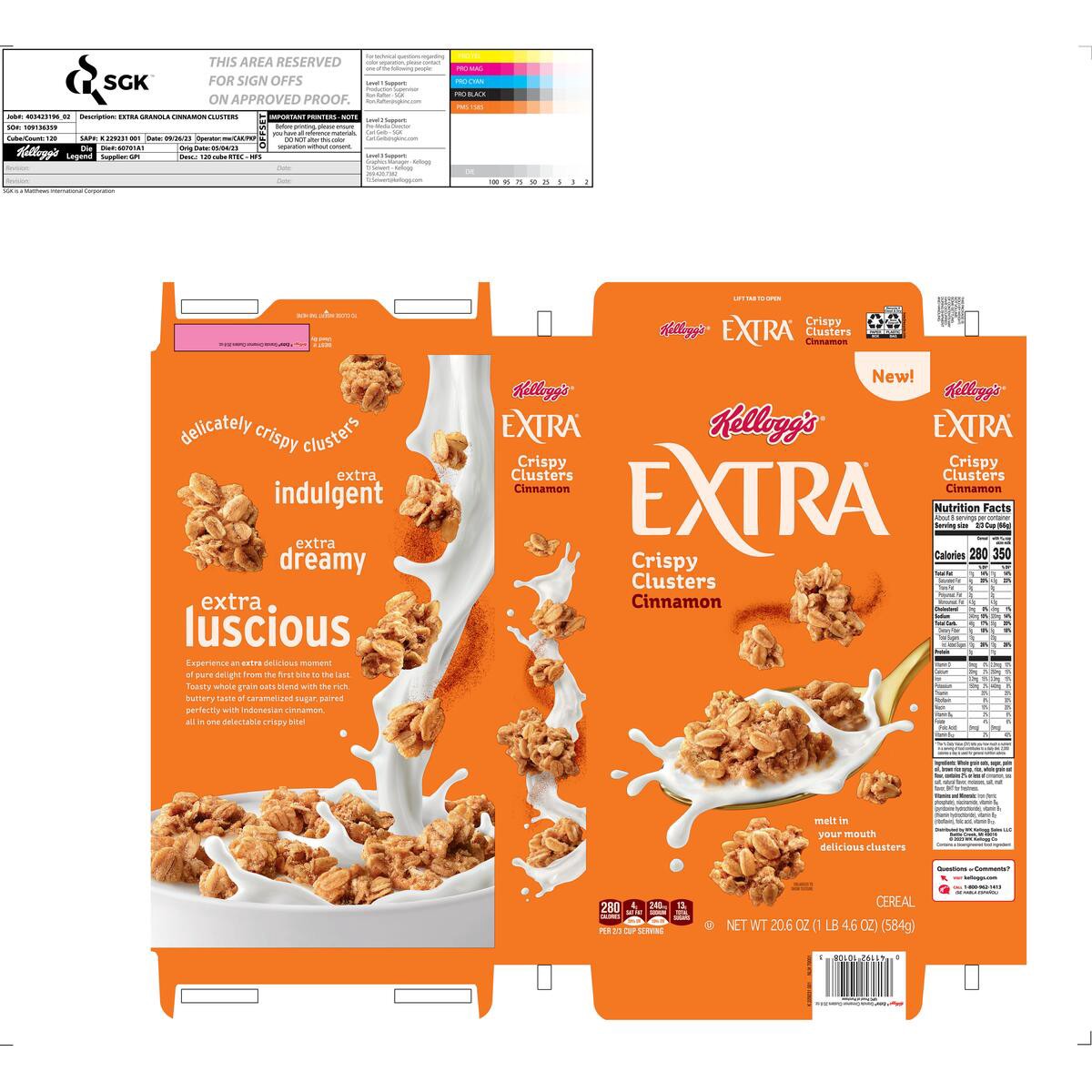 slide 5 of 14, Extra Kellogg's Extra Granola Cereal, Fiber Cereal, Family Breakfast, Cinnamon, 20.6oz Box, 1 Box, 20.6 oz