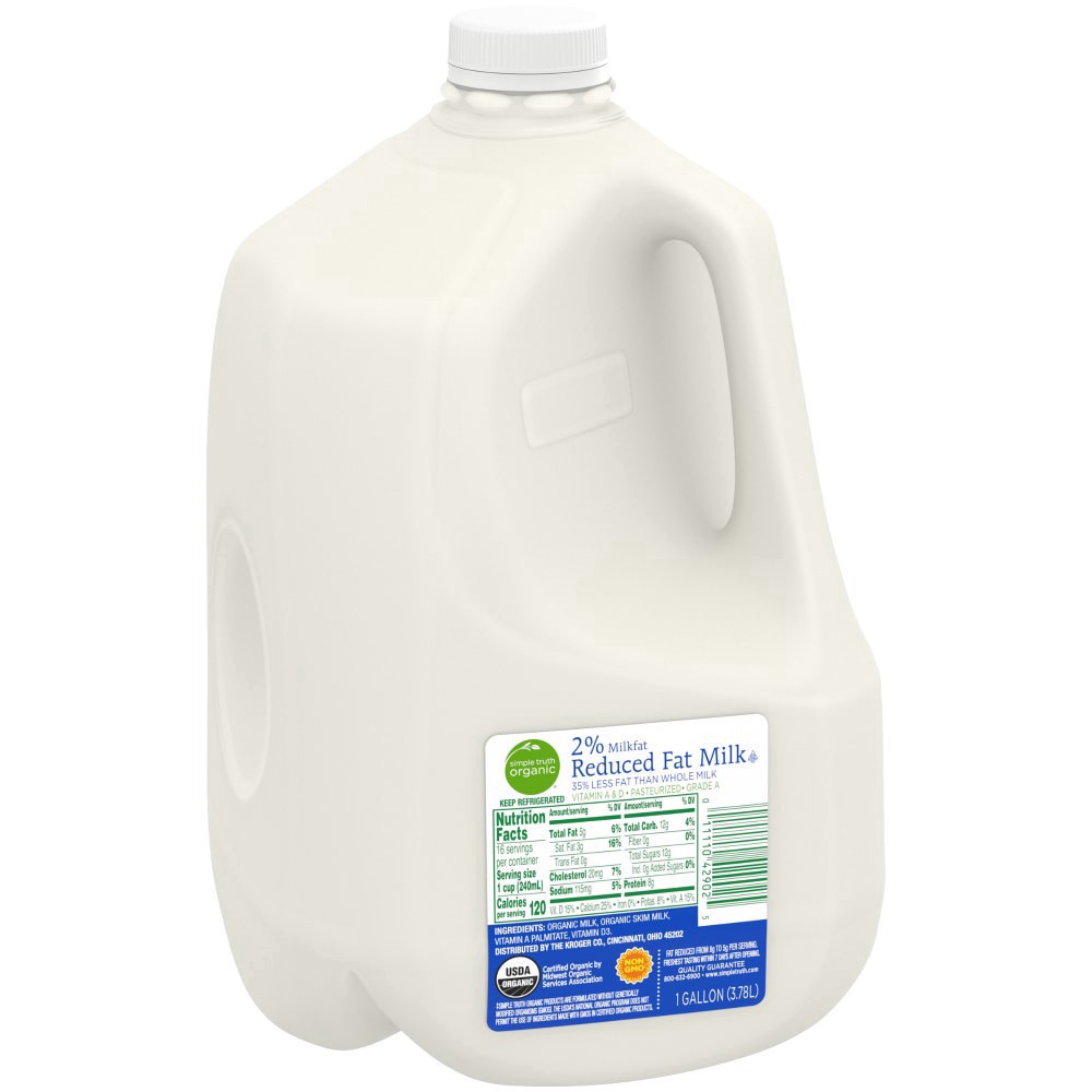 slide 2 of 4, Simple Truth Organic 2% Reduced Fat Milk, 1 gal