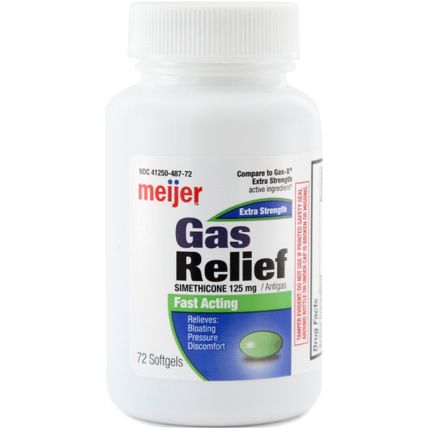 slide 1 of 1, Meijer Gas Relief 125mg Softgels, Extra Strength, 72 ct