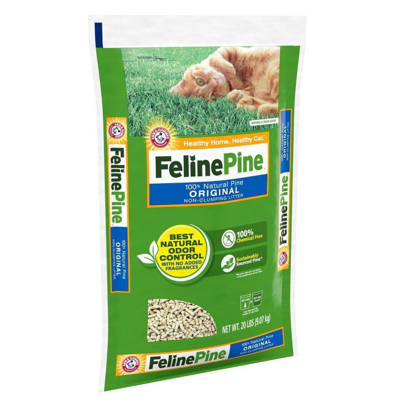 slide 6 of 7, ARM & HAMMER Feline Pine Fragrance Free 100% Natural Pine, Odor Control, Non-Clumping Cat Litter - 20lbs, 20 lb