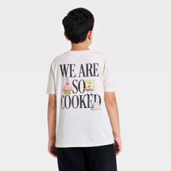 Boys' SpongeBob SquarePants Short Sleeve "We Are So Cooked" Front and Back Graphic T-Shirt - Off-White S